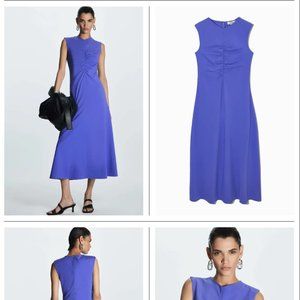 NWT COS Gathered Midi Dress Blue